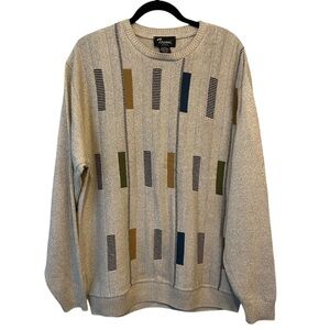 Vintage Tosani Canada Crew Neck Sweater Geometric Coogi-style Knit Pattern